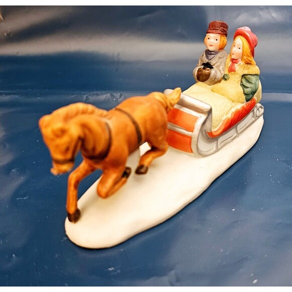 Lemax Dickensvale Christmas Village  Porcelain Horse & Sleigh 1990 In Box EUC! - Picture 6 of 13